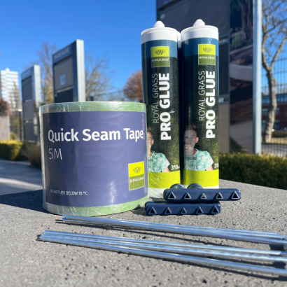 <p>Om het kunstgras perfect te verwerken en de kwaliteit te garanderen zijn hiervoor verschillende producten van Royal Grass beschikbaar.</p>
